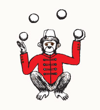 Monkey jugling with balls